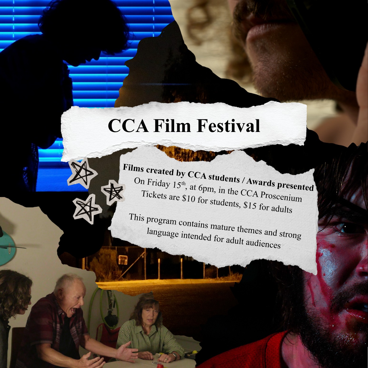 We can't wait for our @cca.cinema film festival this Friday (5/15) at 6PM! 🎉🎥

Come watch all the films created by our students and support our cinema program!